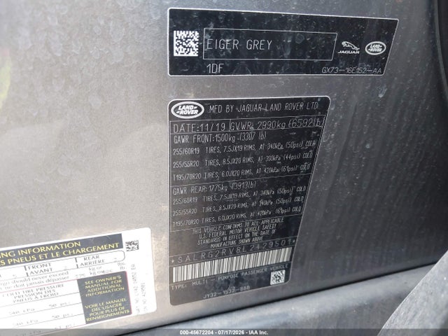 Продаж на аукціоні авто 2020 Land Rover Discovery Se, vin: SALRG2RV8L2429501, номер лоту: 45672204