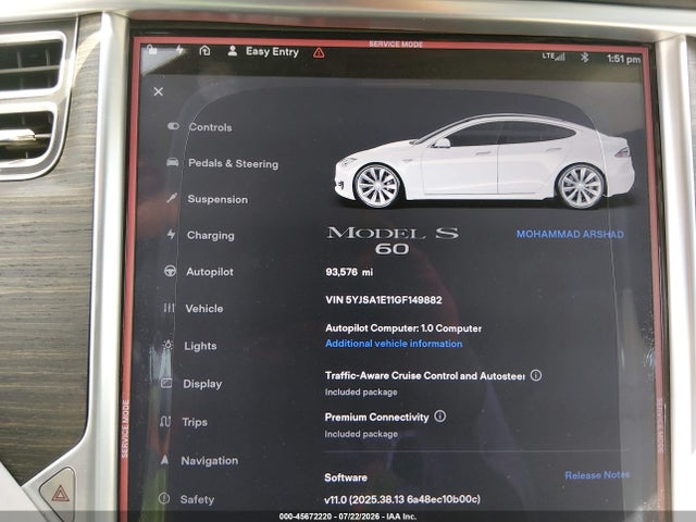 Tesla Model S 60/70/75/85 2016 5YJSA1E11GF149882 Image 7