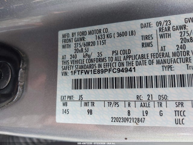 Ford F-150 Platinum 2023 1FTFW1E89PFC94941 Image 9
