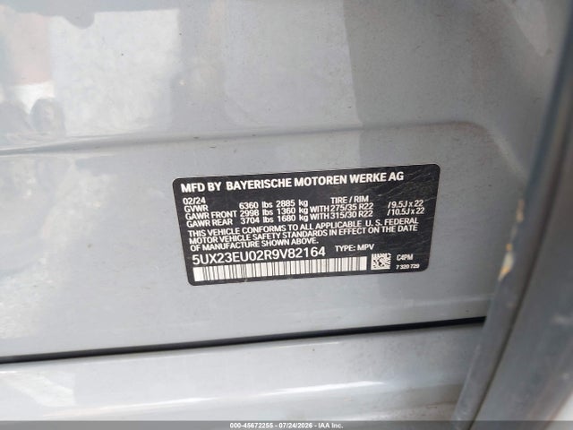 45672255 :رقم المزاد ، 5UX23EU02R9V82164 vin ، 2024 Bmw X5 Xdrive40i مزاد بيع