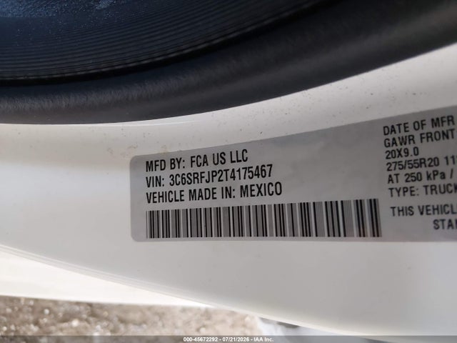 Продажа на аукционе авто 2026 Ram 1500 Laramie  4x4 5'7 Box, vin: 3C6SRFJP2T4175467, номер лота: 45672292