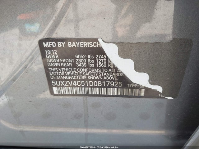 Продажа на аукционе авто 2013 Bmw X5 Xdrive35i/xdrive35i Premium/xdrive35i Sport Activity, vin: 5UXZV4C51D0B17925, номер лота: 45672293
