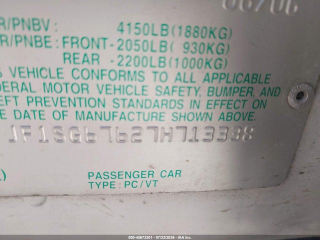 Aukcja sprzedaży 2007 Subaru Forester 2.5x L.l. Bean Edition, vin: JF1SG67627H713338, numer aukcji: 45672301