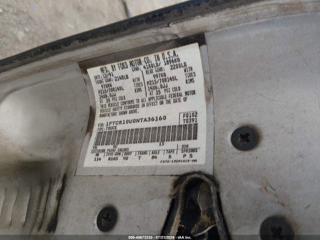 Продажа на аукционе авто 1992 Ford Ranger, vin: 1FTCR10U0NTA36160, номер лота: 45672330