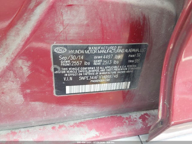 Aukcja sprzedaży 2015 Hyundai Sonata Sport, vin: 5NPE34AF1FH098748, numer aukcji: 45672331