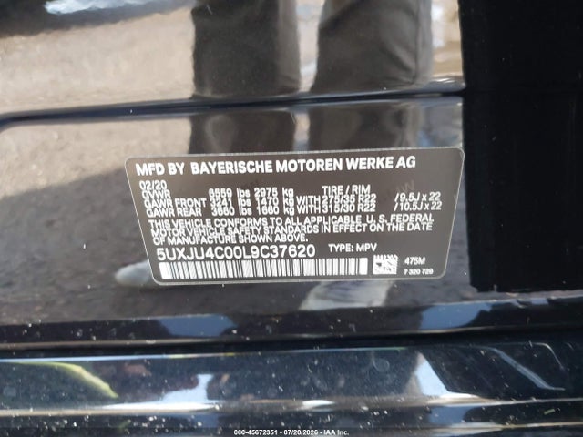 Продаж на аукціоні авто 2020 Bmw X5 M50i, vin: 5UXJU4C00L9C37620, номер лоту: 45672351