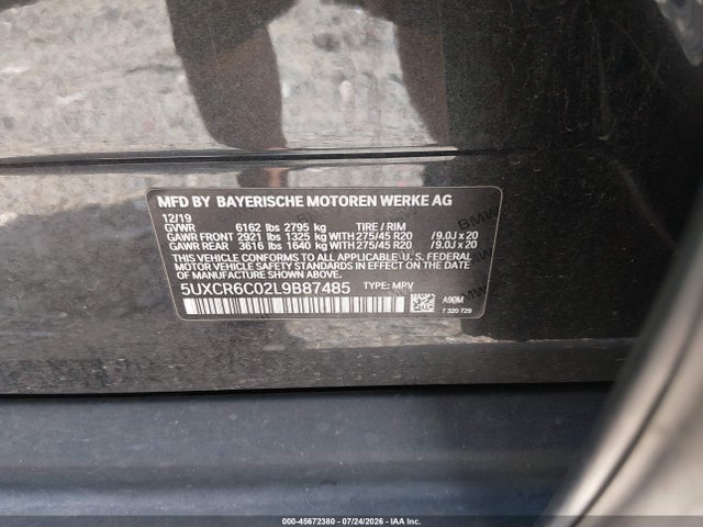Aukcja sprzedaży 2020 Bmw X5 Xdrive40i, vin: 5UXCR6C02L9B87485, numer aukcji: 45672380