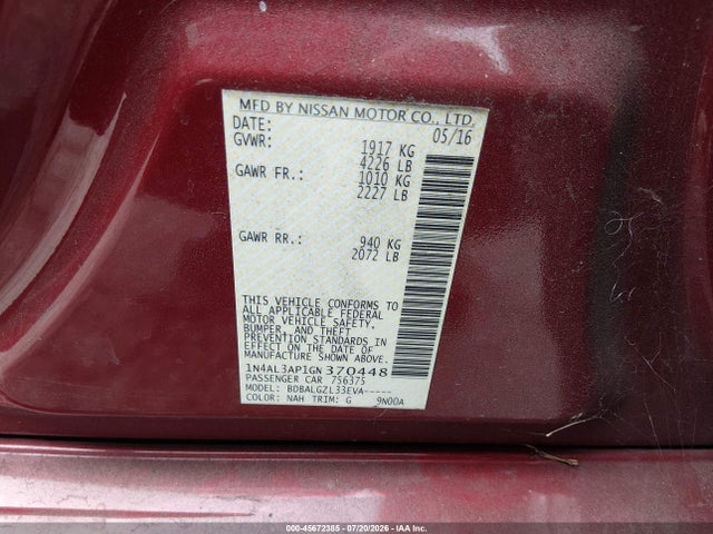 1N4AL3AP1GN370448 Nissan Altima 2.5/2.5 S/2.5 Sl/2.5 Sr/2.5 Sv