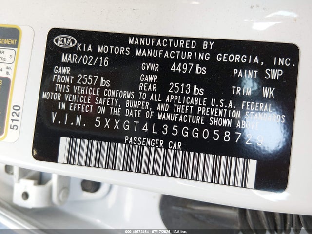 KIA Optima Lx 2016 5XXGT4L35GG058729 Image 9