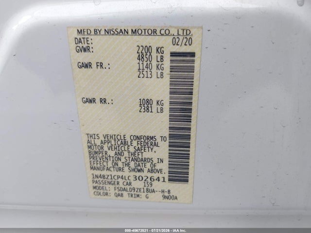 1N4BZ1CP4LC302641 Nissan Leaf Sv Plus 62 Kwh