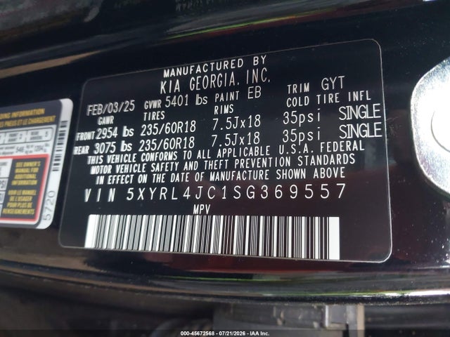 KIA SORENTO S 2025 5XYRL4JC1SG369557 Image 9