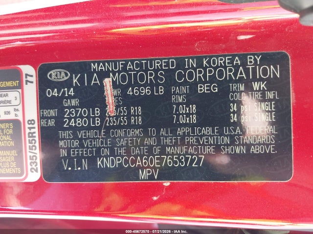KIA Sportage Sx 2014 KNDPCCA60E7653727 Image 9