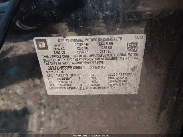 GMC Terrain Sle-2 2015 2GKFLWE33F6135047 Image 9