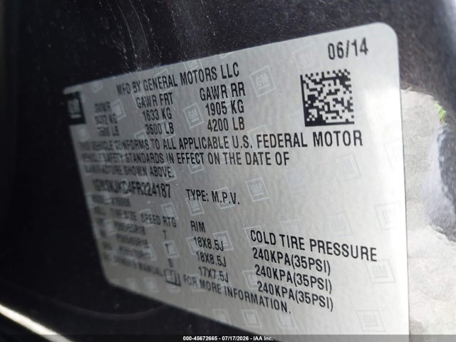 Chevrolet Suburban Lt 2015 1GNSKJKC4FR224187 Image 9