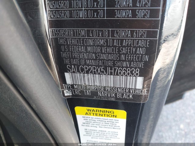 Продажа на аукционе авто 2018 Land Rover Discovery Sport Se, vin: SALCP2RX5JH766838, номер лота: 45672691