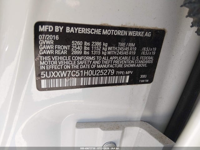 Aukcja sprzedaży 2017 Bmw X4 M40i, vin: 5UXXW7C51H0U25279, numer aukcji: 45672735