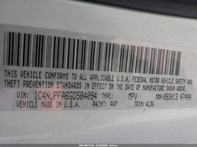 1C4NJPFA6GD584094 Jeep Patriot High Altitude Edition