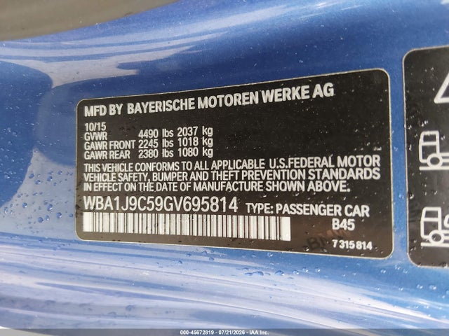 2016 Bmw M235i Xdrive მანქანა იყიდება აუქციონზე, vin: WBA1J9C59GV695814, აუქციონის ნომერი: 45672819