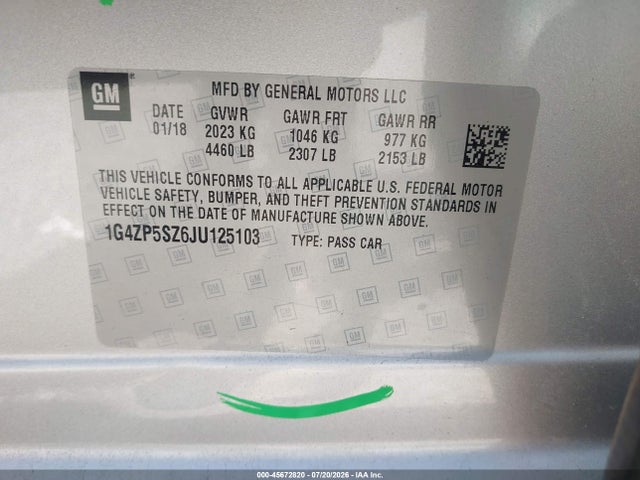 Продаж на аукціоні авто 2018 Buick Lacrosse Essence, vin: 1G4ZP5SZ6JU125103, номер лоту: 45672820