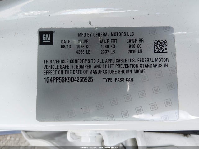 Продажа на аукционе авто 2013 Buick Verano, vin: 1G4PP5SK9D4255925, номер лота: 45672833