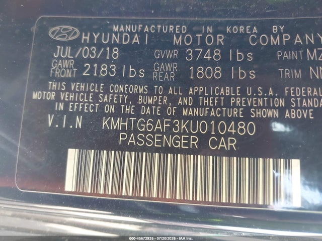 Hyundai Veloster 2.0 2019 KMHTG6AF3KU010480 Image 9