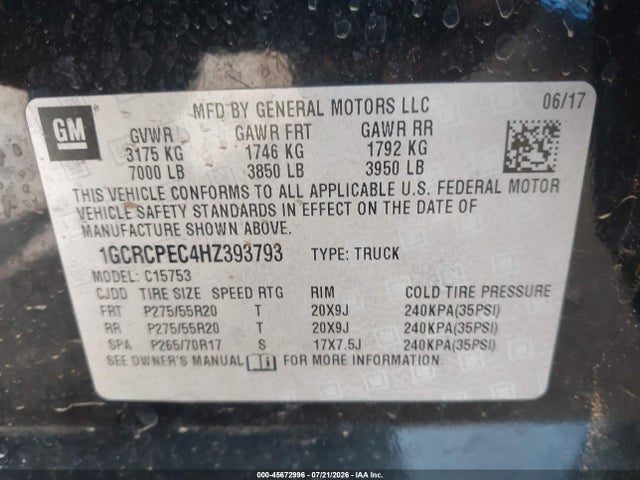 Chevrolet Silverado 1500 Custom 2017 1GCRCPEC4HZ393793 Image 9