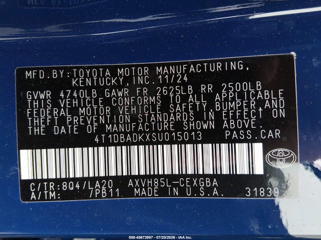 Toyota CAMRY XLE 2025 4T1DBADKXSU015013 Image 9