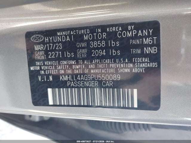 45673027 :رقم المزاد ، KMHLL4AG9PU550089 vin ، 2023 Hyundai Elantra Se مزاد بيع