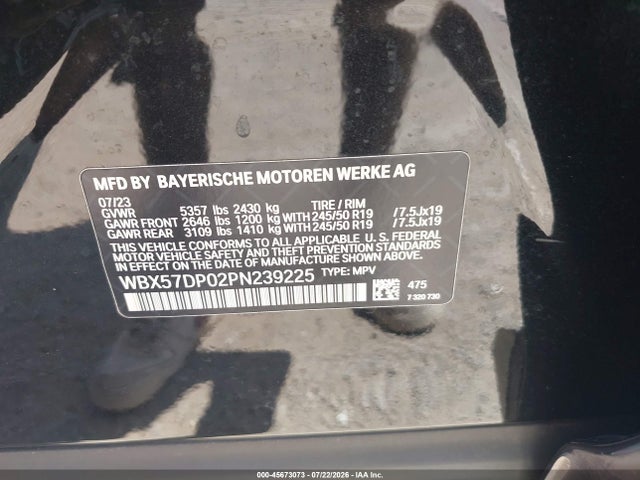 Aukcja sprzedaży 2023 Bmw X3 Xdrive30i, vin: WBX57DP02PN239225, numer aukcji: 45673073