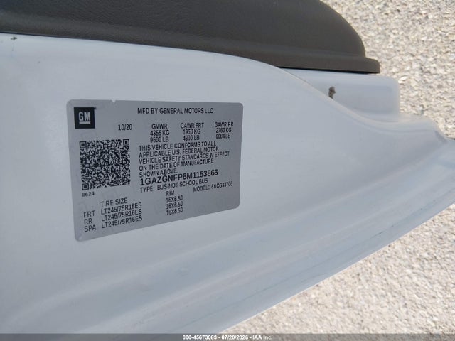 Продаж на аукціоні авто 2021 Chevrolet Express Passenger Rwd 3500 Extended Wheelbase Ls, vin: 1GAZGNFP6M1153866, номер лоту: 45673083