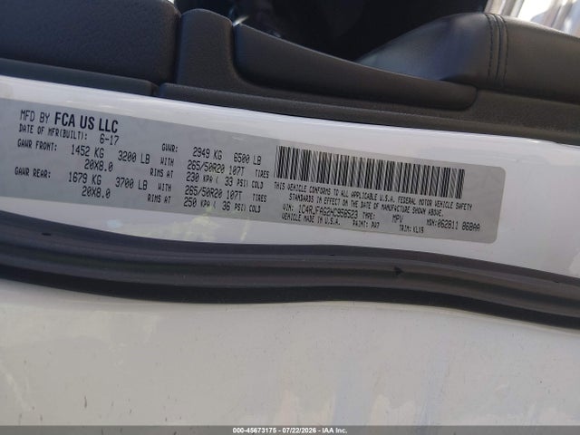 45673175 :رقم المزاد ، 1C4RJFAG2HC958523 vin ، 2017 Jeep Grand Cherokee Altitude مزاد بيع