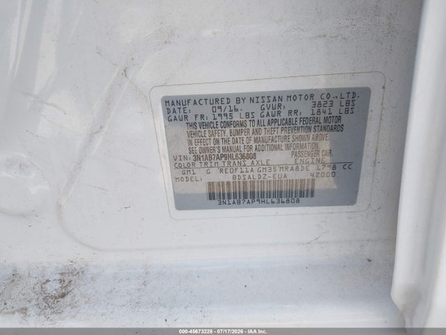 3N1AB7AP9HL636808 Nissan Sentra S/sl/sr/sv