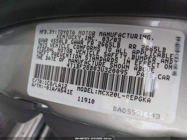 Продажа на аукционе авто 2003 Toyota Avalon Xls, vin: 4T1BF28B03U320095, номер лота: 45673274