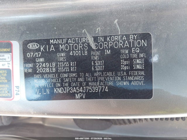2018 Kia Soul + მანქანა იყიდება აუქციონზე, vin: KNDJP3A54J7539774, აუქციონის ნომერი: 45673280