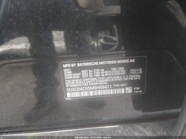 45673434 :رقم المزاد ، 5UXCR4C05M9H69411 vin ، 2021 Bmw X5 Sdrive40i مزاد بيع