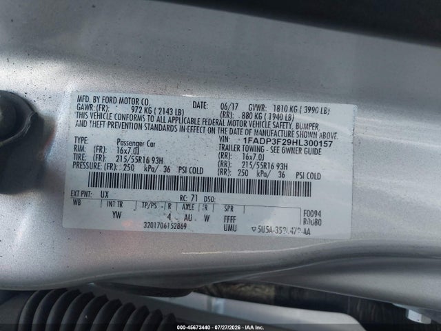Ford FOCUS SE 2017 1FADP3F29HL300157 Image 9