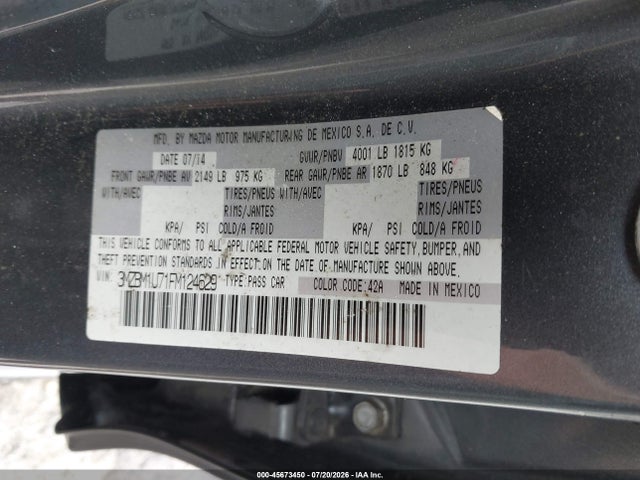 3MZBM1U71FM124629 Mazda Mazda3 I Sport
