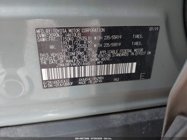 Toyota Rav4 Xle Premium 2019 JTMA1RFV4KD014665 Image 9