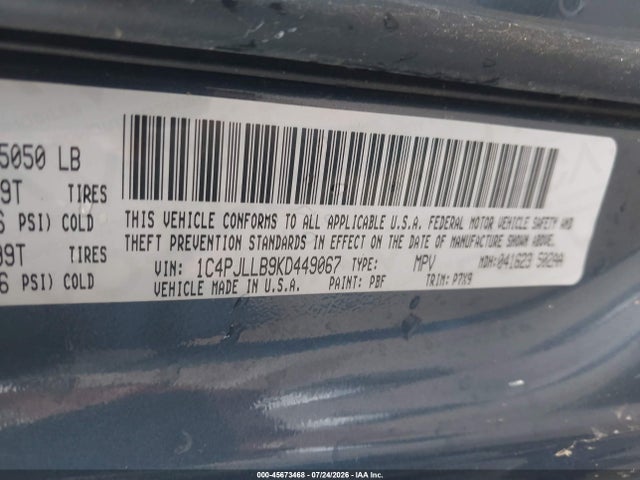 Продаж на аукціоні авто 2019 Jeep Cherokee Latitude Plus Fwd, vin: 1C4PJLLB9KD449067, номер лоту: 45673468