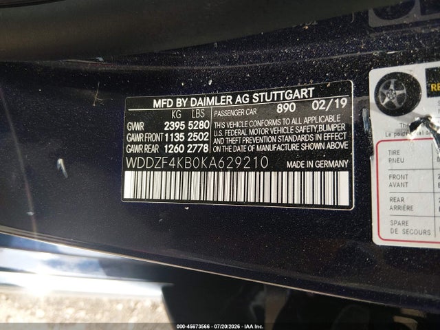 2019 Mercedes-benz E 300 4matic მანქანა იყიდება აუქციონზე, vin: WDDZF4KB0KA629210, აუქციონის ნომერი: 45673566