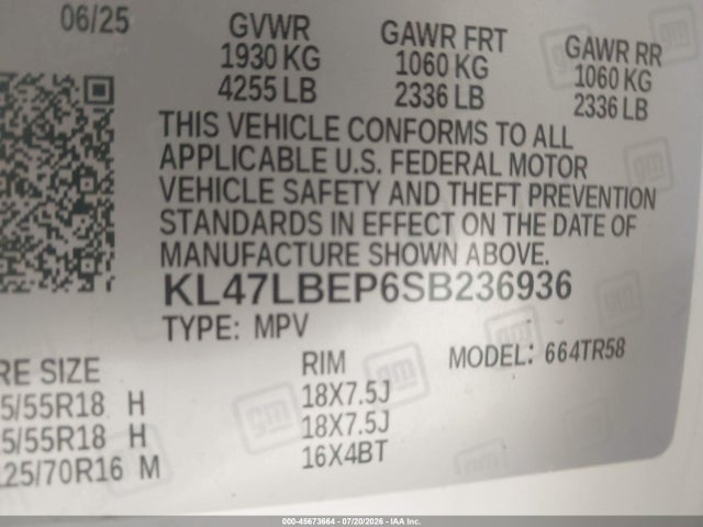 KL47LBEP6SB236936 Buick Envista Sport Touring Fwd