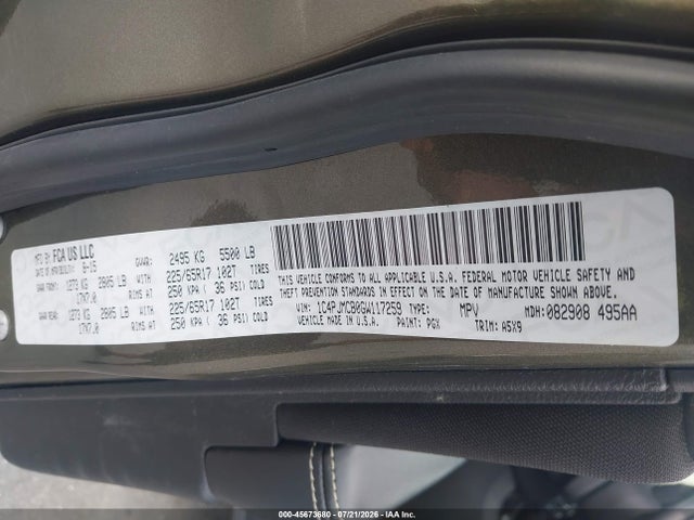 2016 Jeep Cherokee Latitude მანქანა იყიდება აუქციონზე, vin: 1C4PJMCB0GW117259, აუქციონის ნომერი: 45673680