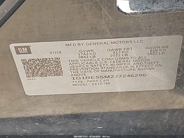 Chevrolet Cruze Lt Auto 2018 1G1BE5SM2J7246296 Image 9