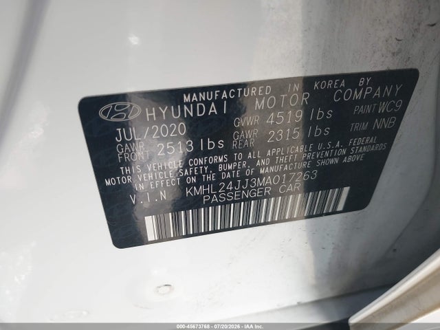 Hyundai Sonata Blue 2021 KMHL24JJ3MA017263 Image 9