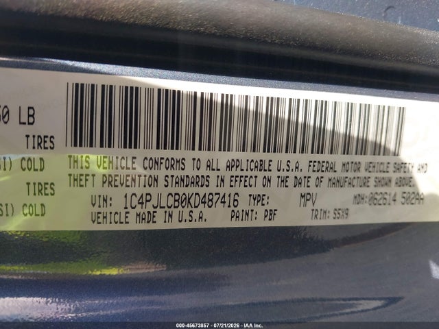 Aukcja sprzedaży 2019 Jeep Cherokee Latitude Fwd, vin: 1C4PJLCB0KD487416, numer aukcji: 45673857