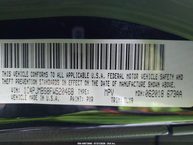 45673866 :رقم المزاد ، 1C4PJMBS8FW520468 vin ، 2015 Jeep Cherokee Trailhawk مزاد بيع