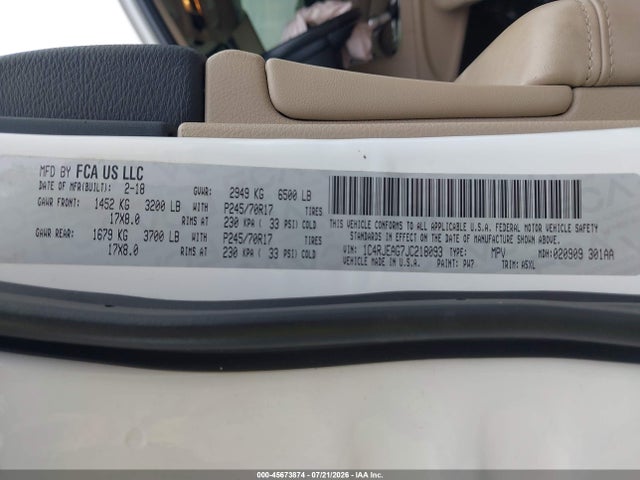 Продажа на аукционе авто 2018 Jeep Grand Cherokee Laredo E 4x2, vin: 1C4RJEAG7JC218093, номер лота: 45673874
