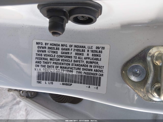 Honda CIVIC EX 2020 19XFC1F35LE219699 Image 9