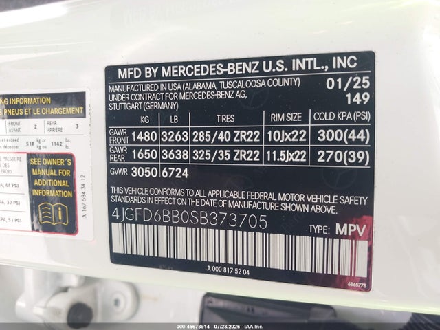 Продаж на аукціоні авто 2025 Mercedes-benz Amg Gle 53 Coupe 4matic+, vin: 4JGFD6BB0SB373705, номер лоту: 45673914