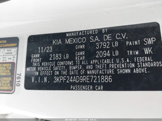 KIA Forte Lxs 2024 3KPF24AD9RE721886 Image 9